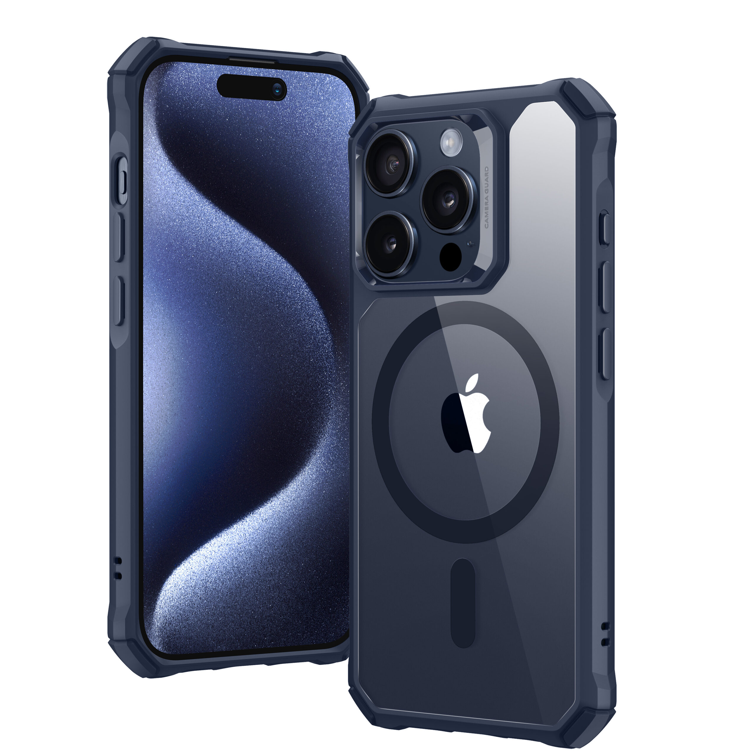 ESR Clear Dark Blue Air Armor Case (HaloLock) for iPhone 15 Pro/Pro Max