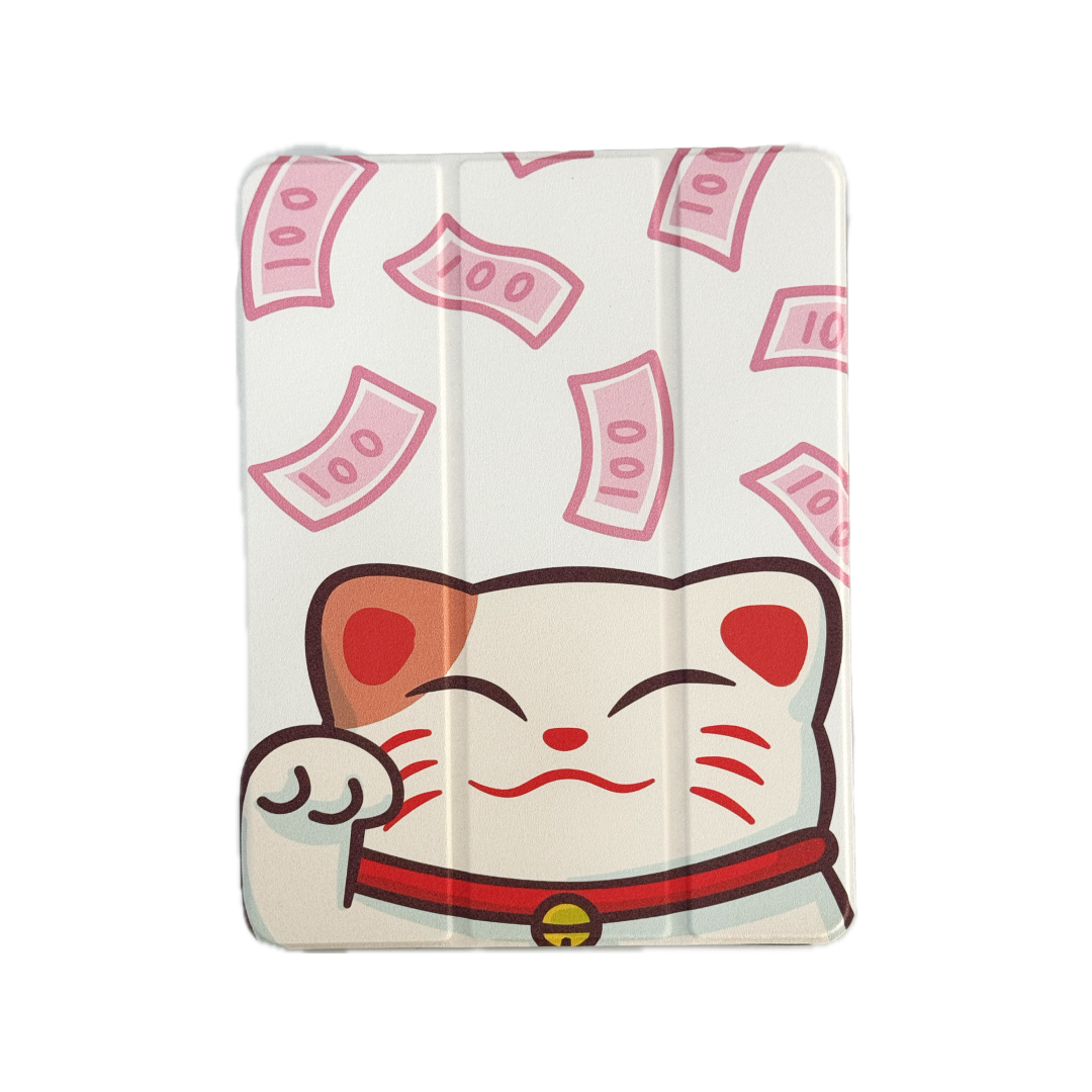 Comma Lingos Series iPad Case with Pencil Slot - Lucy cat Design for iPad Air 11 (2024) / iPad Air 5/4 10.9 (2022) / iPad Pro 4/3/2 11 (2022)