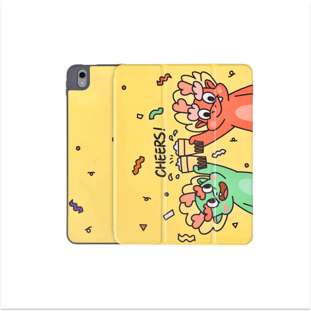 Comma Lingos Series iPad Case with Pencil Slot - Cheers Design for iPad Air 11 (2024) / iPad Air 5/4 10.9 (2022) / iPad Pro 4/3/2 11 (2022)