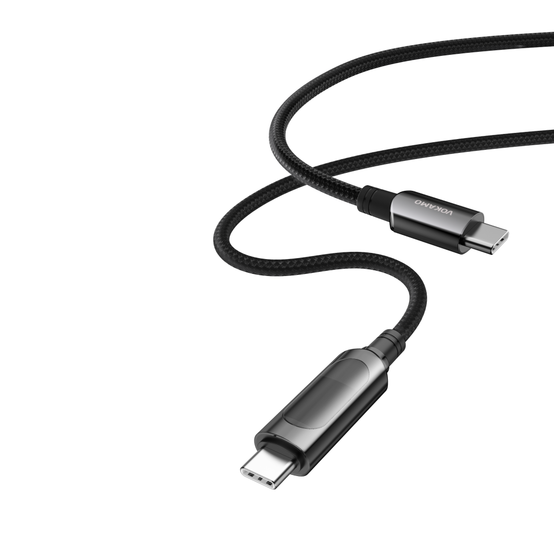 VOKAMO iScreen Series Type-C to Type-C 100W Cable 1.2M - Black - - وێنە 2