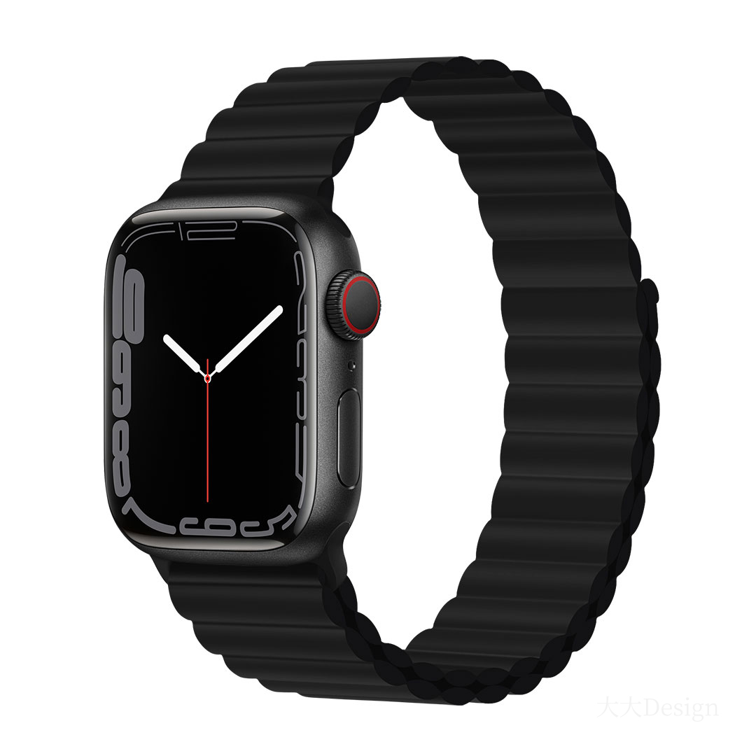 DEVIA Deluxe Series Sport3 Silicone Magnet Watch Band for Apple Watch (black)
