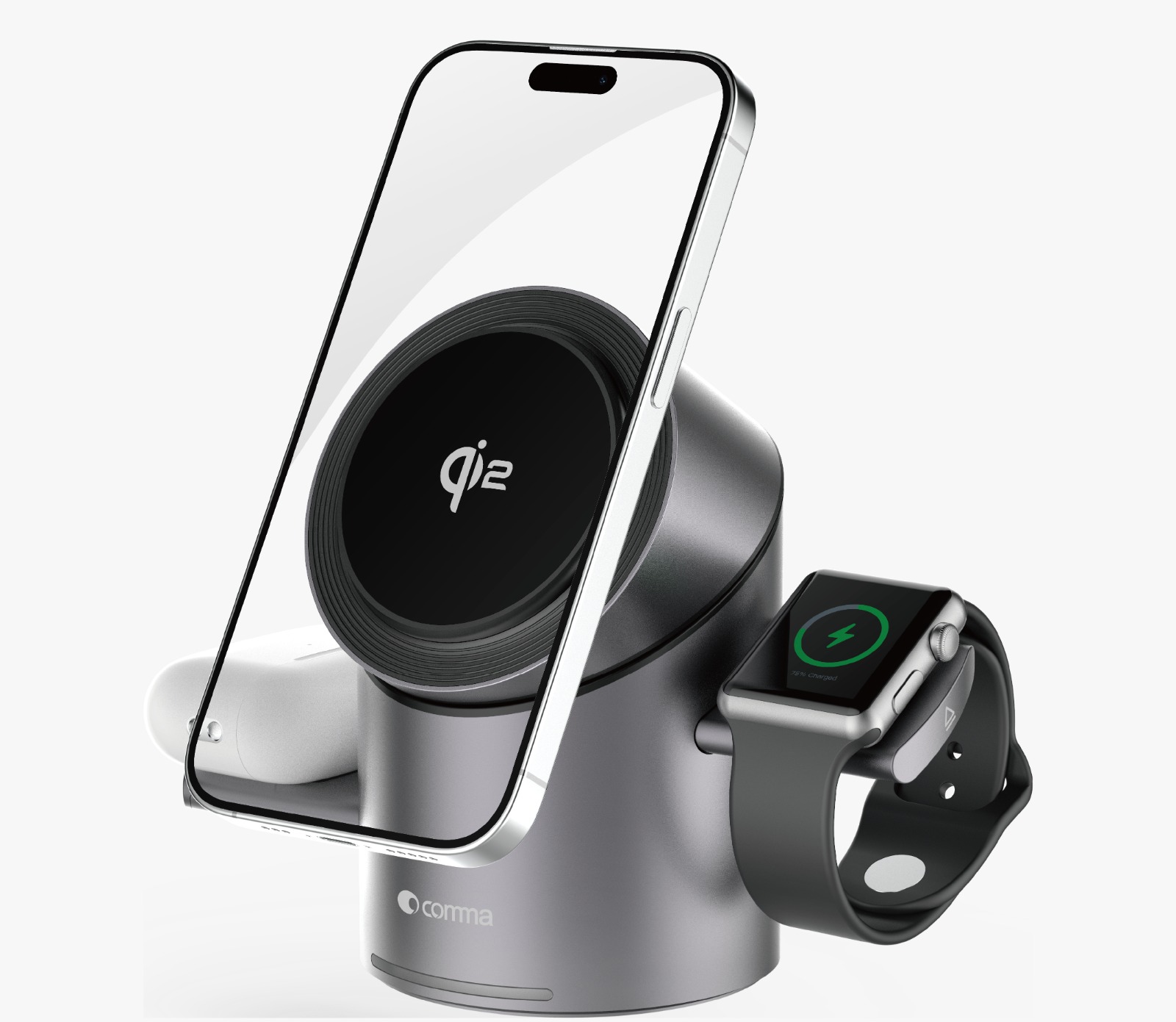 Comma Jub Series QI2 Rotating Magnetic 3 In 1 Wireless Charger