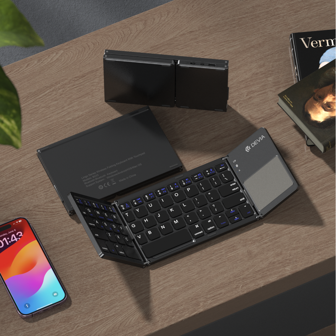 DEVIA Lingo Series Foldable Bluetooth Keyboard With Touchpad B033 - Gray - Image 2