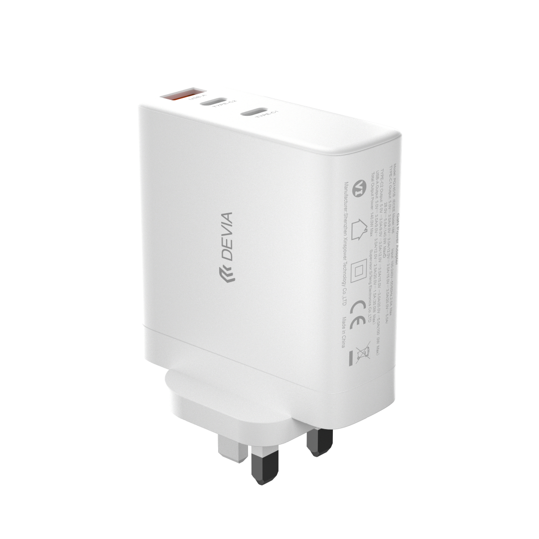 DEVIA Extreme Speed Series PD 140W 2C+A GaN Charger (UK) - وێنە 3