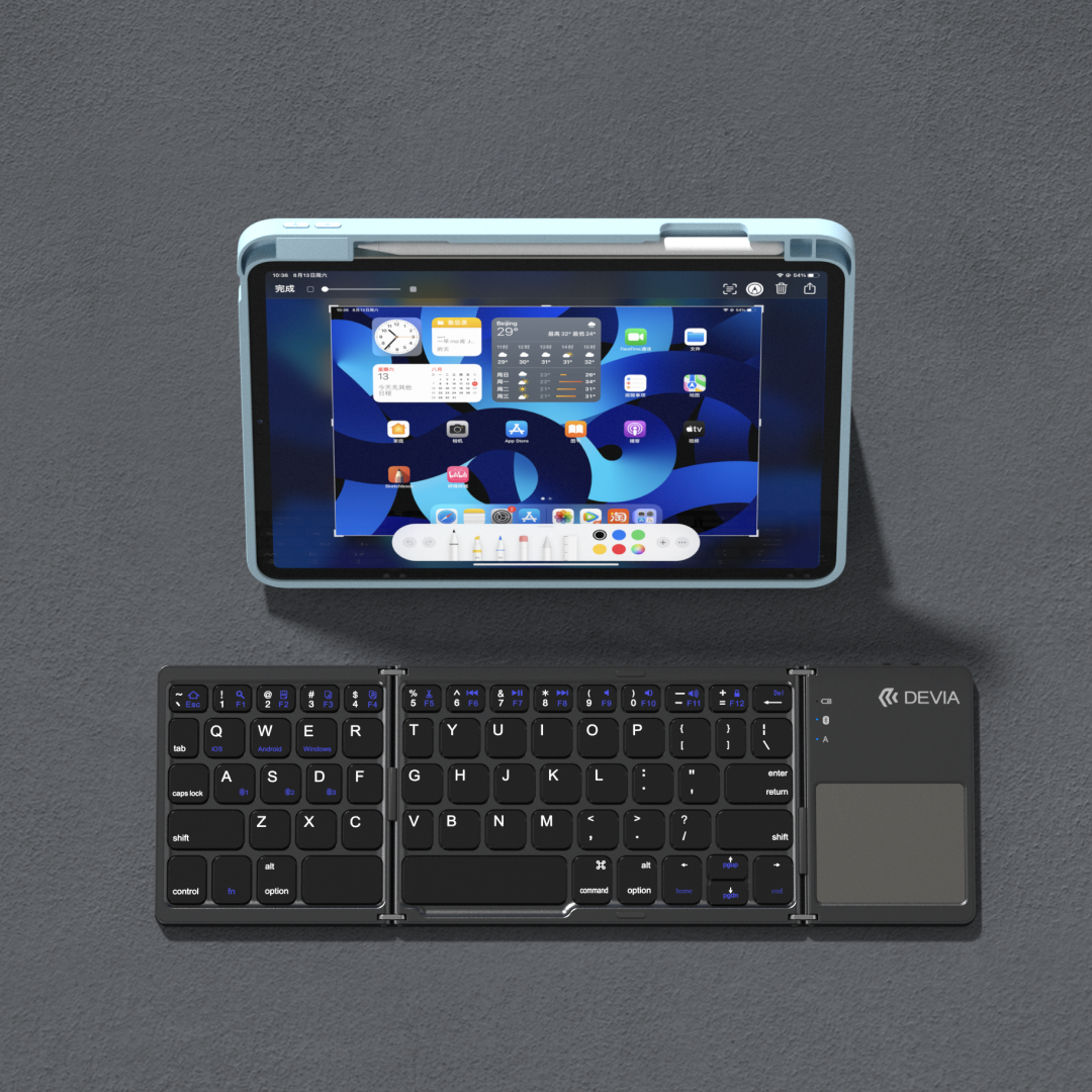 DEVIA Lingo Series Foldable Bluetooth Keyboard With Touchpad B033 - Gray - Image 3