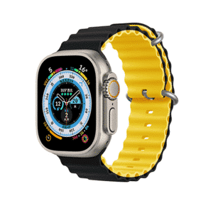 DEVIA iWatch 42|44|45|49mm Deluxe Series Sport6 Silicone Two-tone Watch Band - black+yellow